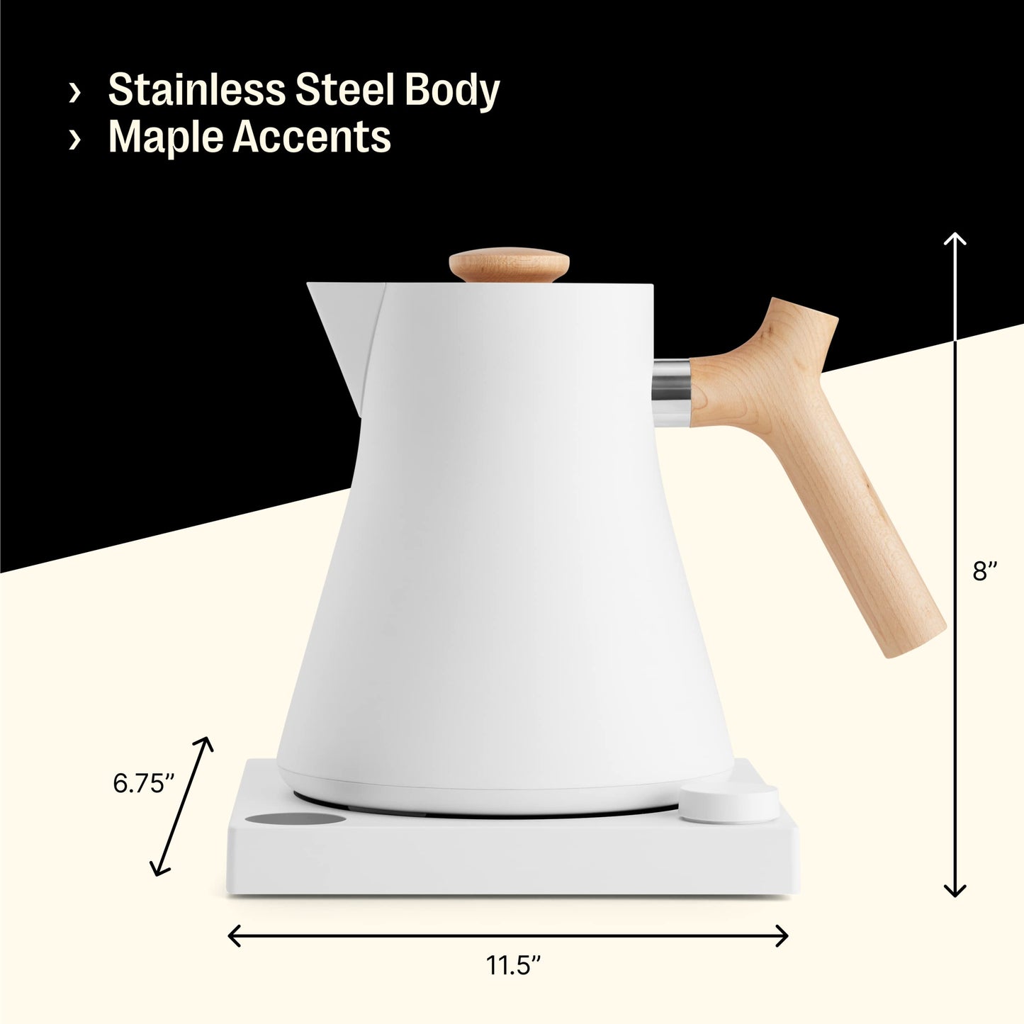 Fellow Corvo EKG Electric Tea Kettle - Electric Pour Over Coffee and Tea Pot-Temperature Control & Built-In Brew Timer-Matte Black with Walnut Handle-0.9 Liter