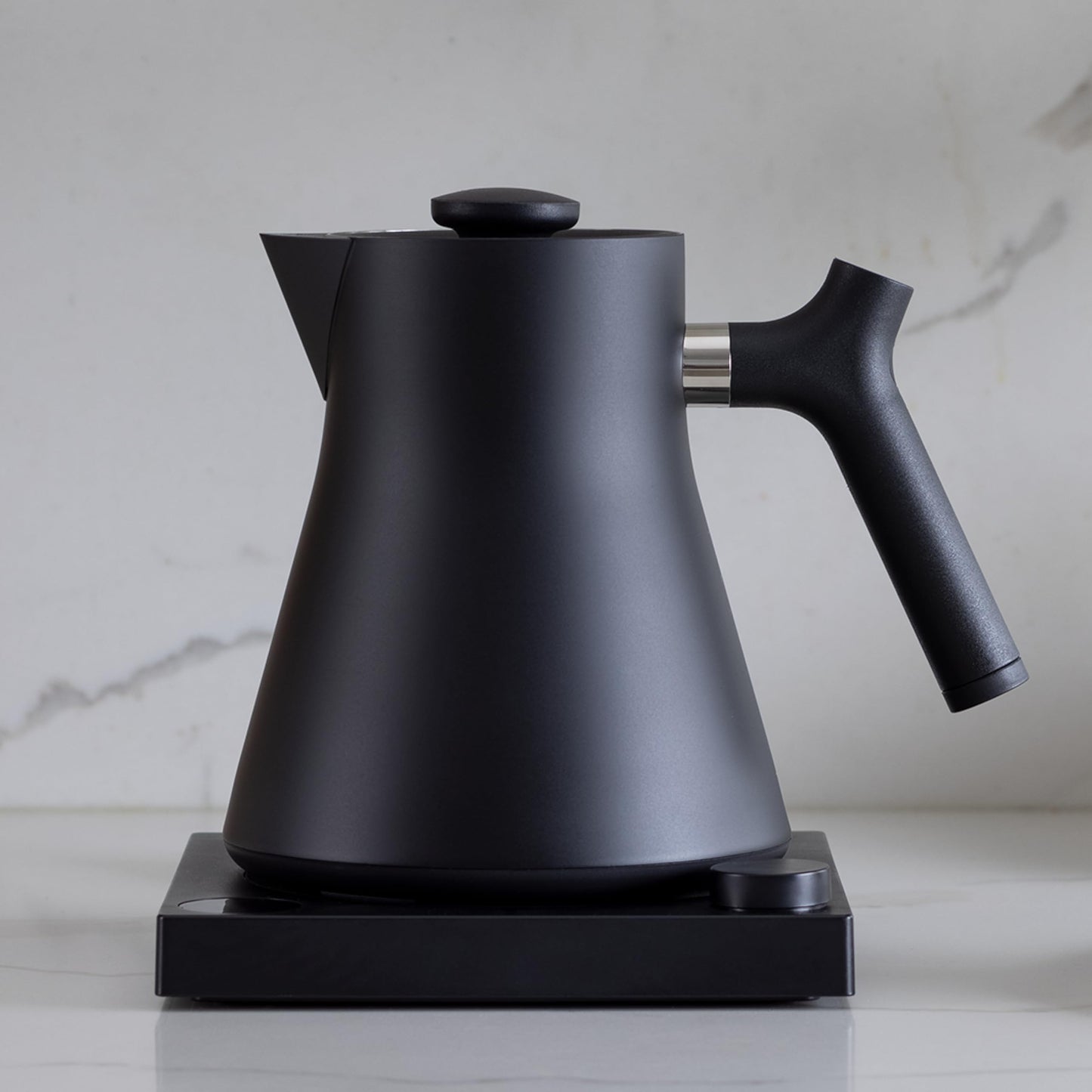 Fellow Corvo EKG Electric Tea Kettle - Electric Pour Over Coffee and Tea Pot-Temperature Control & Built-In Brew Timer-Matte Black with Walnut Handle-0.9 Liter