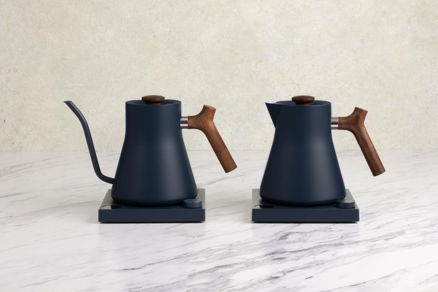 Fellow Corvo EKG Electric Tea Kettle - Electric Pour Over Coffee and Tea Pot-Temperature Control & Built-In Brew Timer-Matte Black with Walnut Handle-0.9 Liter