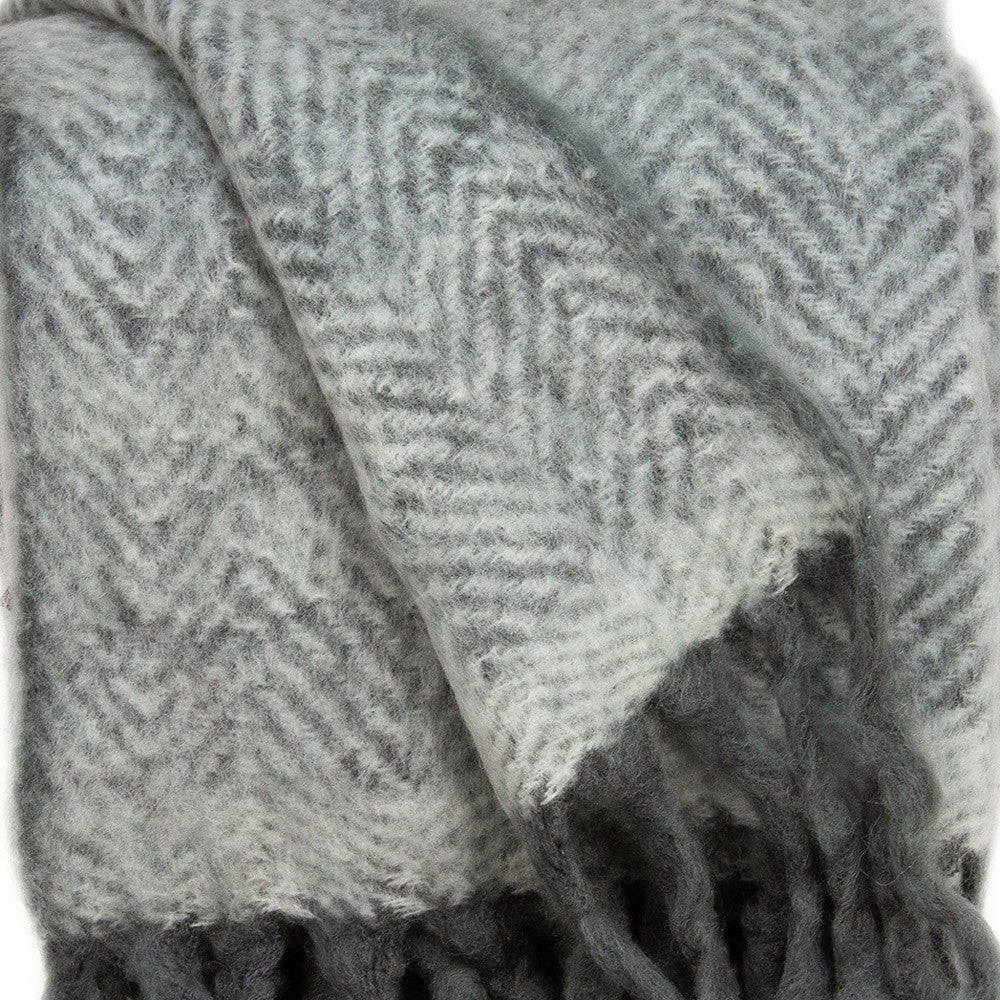Parkland Collection Nagar Gray Handloomed Mohair Wool Throw Blanket