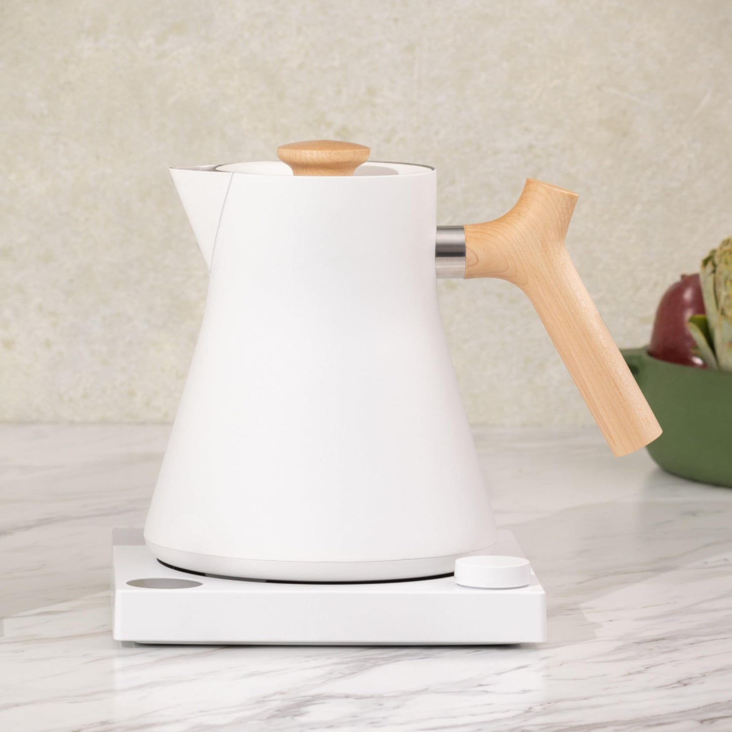 Fellow Corvo EKG Electric Tea Kettle - Electric Pour Over Coffee and Tea Pot-Temperature Control & Built-In Brew Timer-Matte Black with Walnut Handle-0.9 Liter