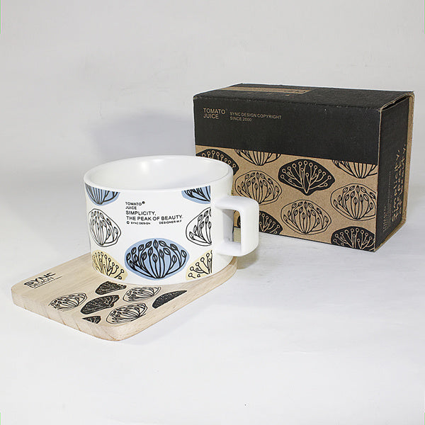 SYNC Design - [Glossy Ganoderm ] Espresso Cup & Wood Coaster