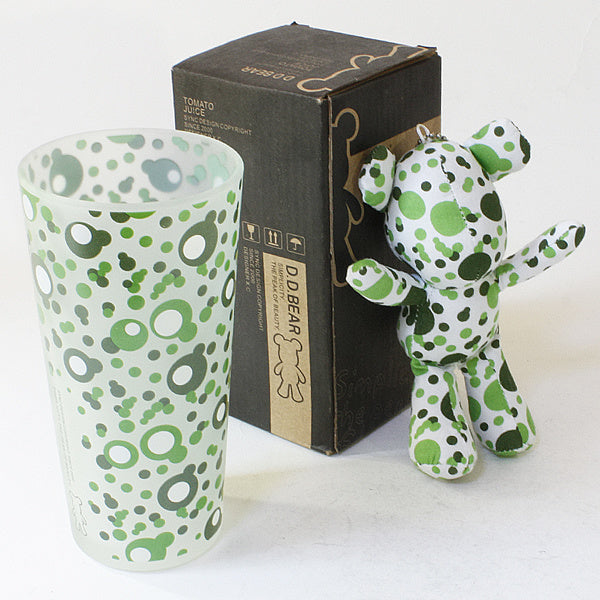 SYNC Design [Bubble Green] Stuffed Bear Glass Cup