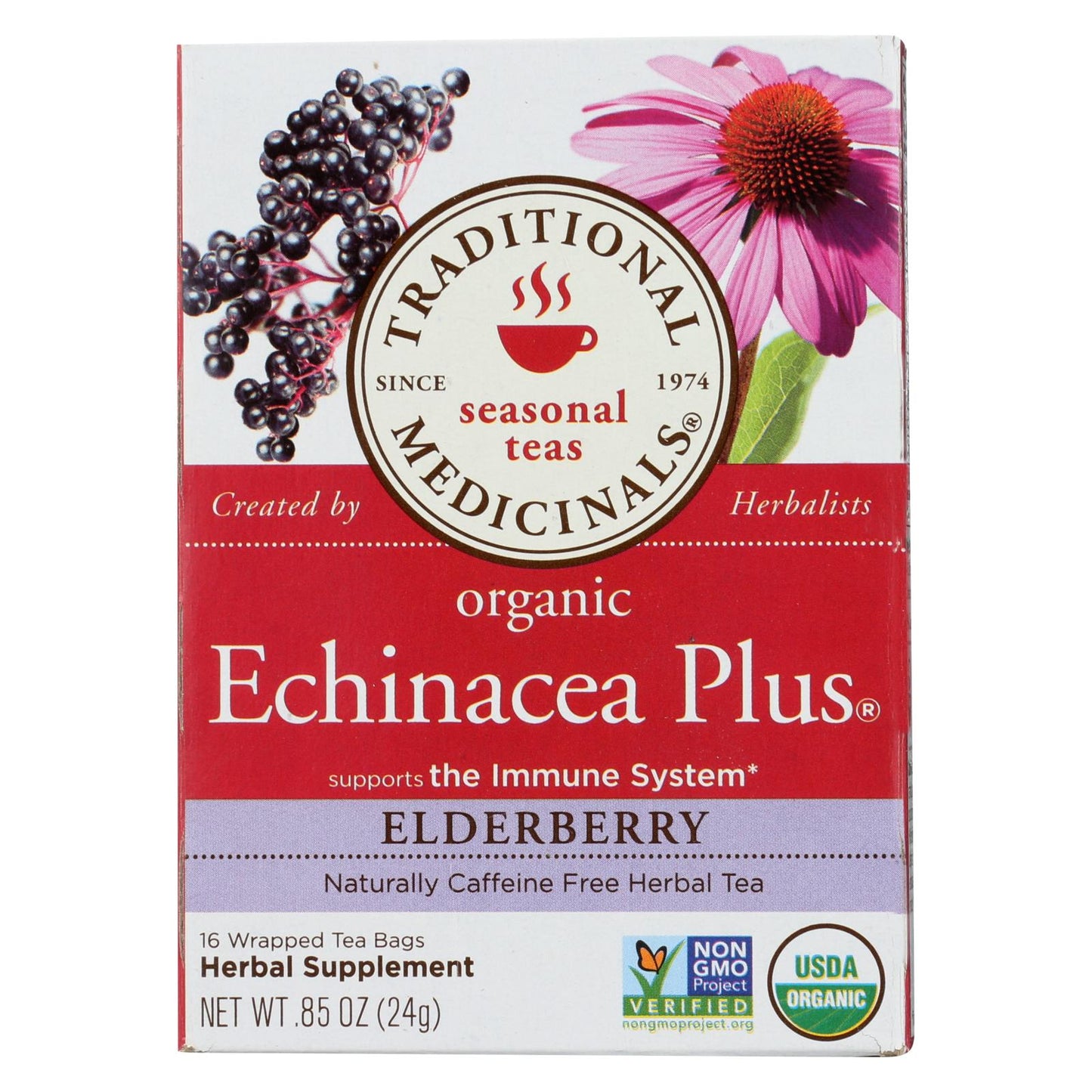 Traditional Medicinals Organic Echinacea Plus Elderberry Tea - Case of 6