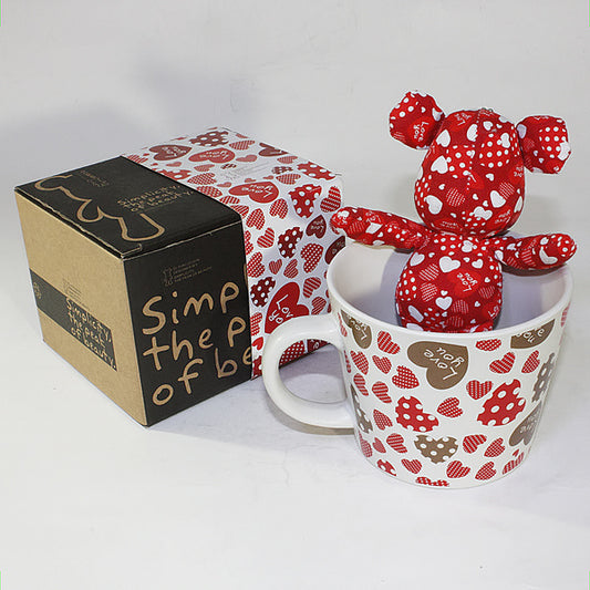 SYNC Design - [Heart Red] Stuffed Bear Mug