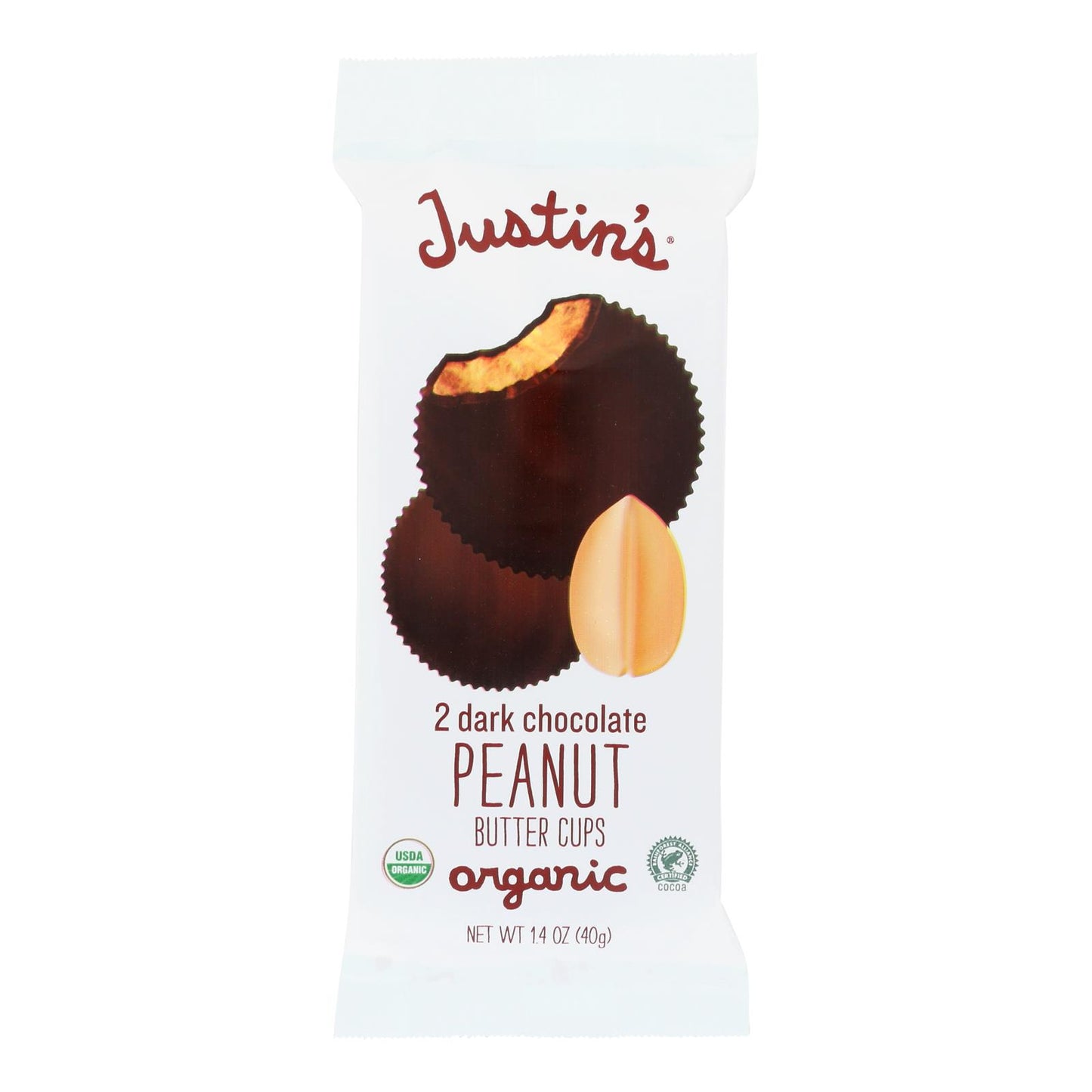 Justin's Organic Dark Chocolate Peanut Butter Cups - Case of 12