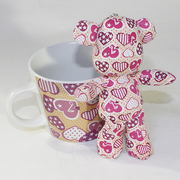 SYNC Design - [Heart Pink] Stuffed Bear Mug