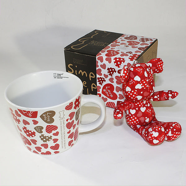 SYNC Design - [Heart Red] Stuffed Bear Mug