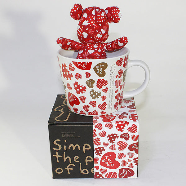 SYNC Design - [Heart Red] Stuffed Bear Mug