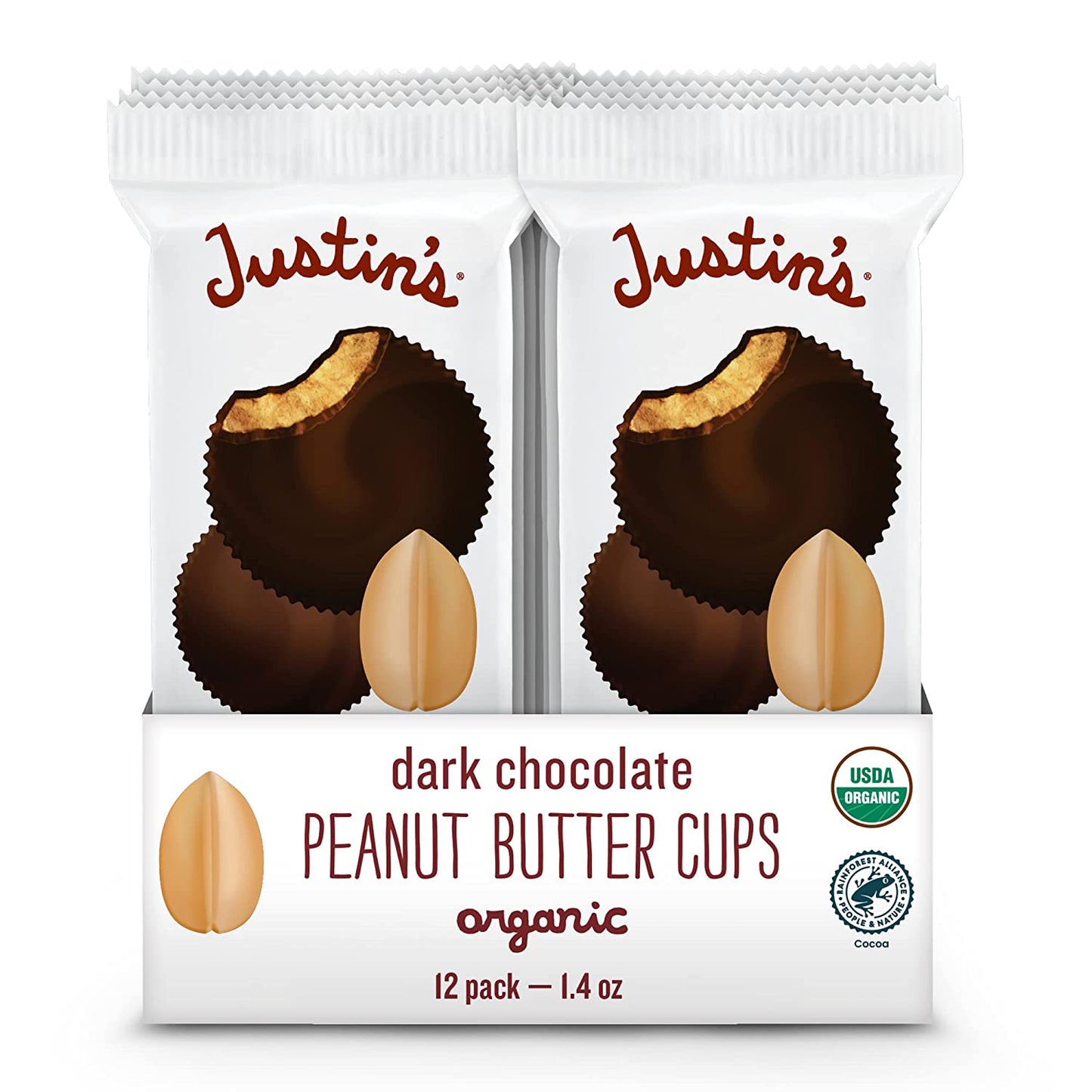 Justin's Organic Dark Chocolate Peanut Butter Cups - Case of 12