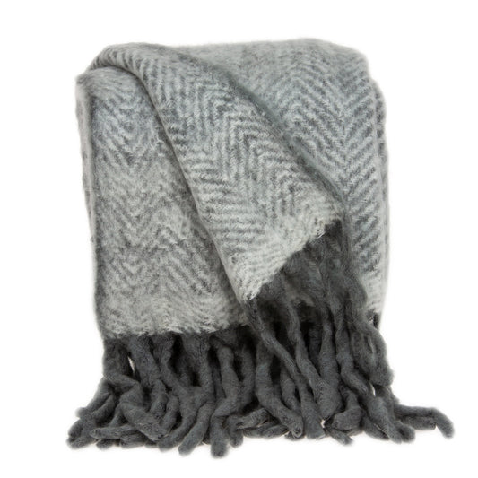 Parkland Collection Nagar Gray Handloomed Mohair Wool Throw Blanket