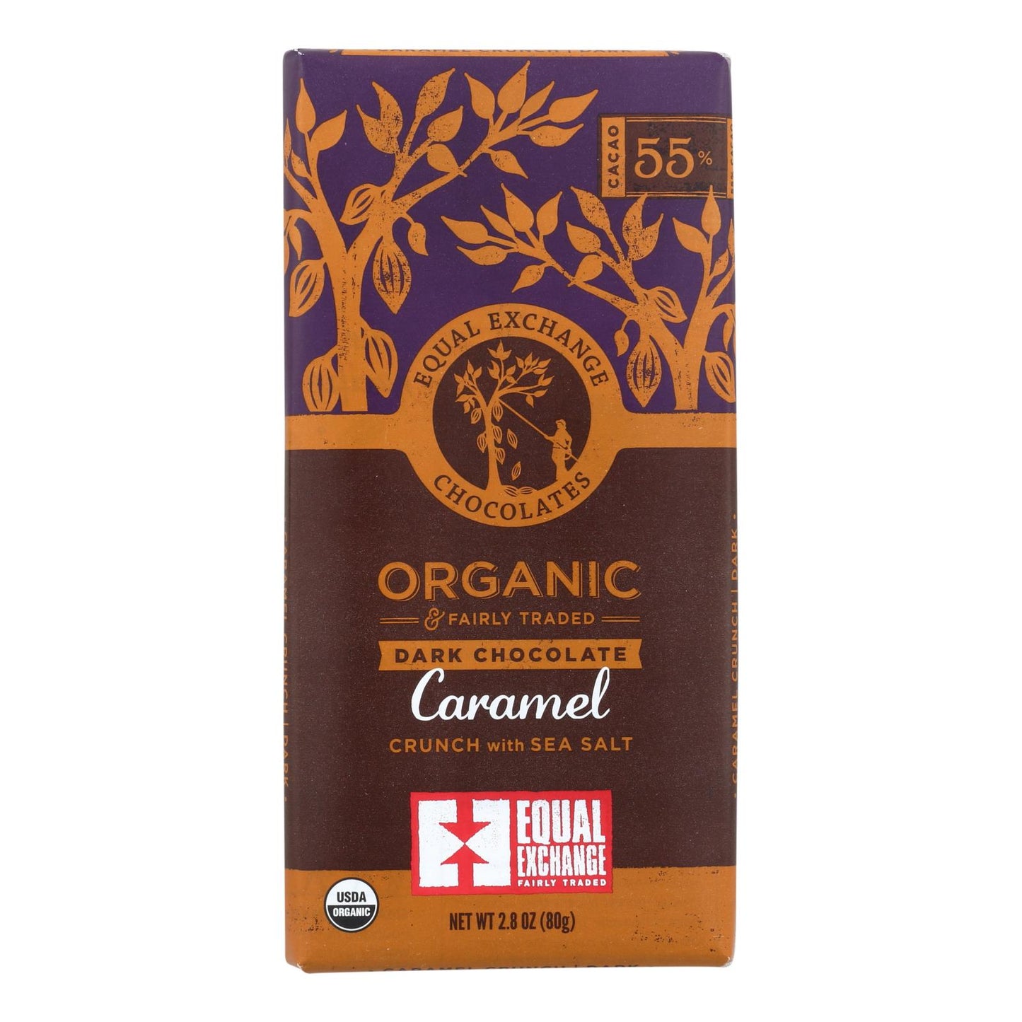 Equal Exchange Organic Milk Chocolate Bar - Caramel Crunch With Sea Salt - Case of 12 - 2.8 oz