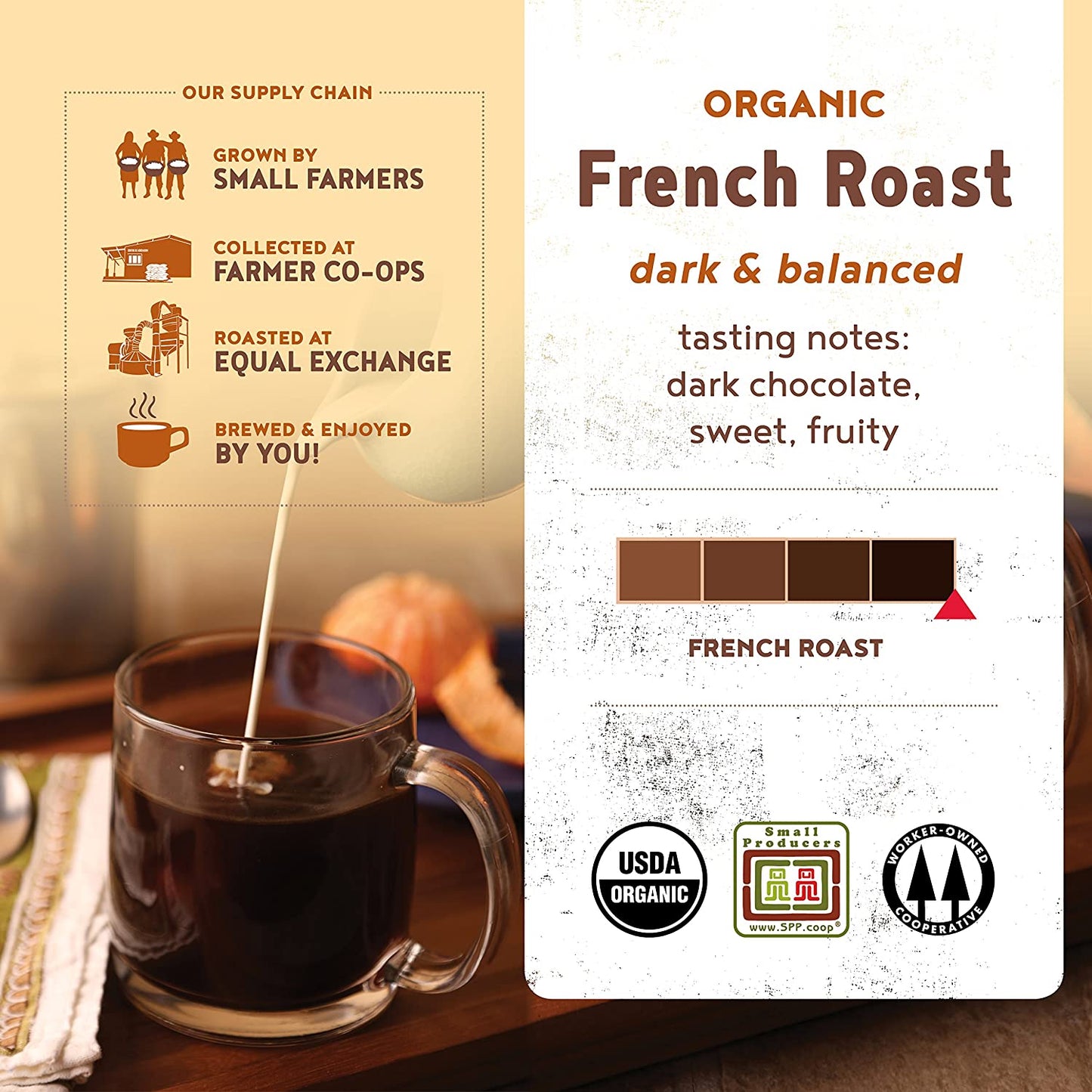 Equal Exchange Organic Fair Trade Coffee French Roast Coffee, Ground - Case of 6