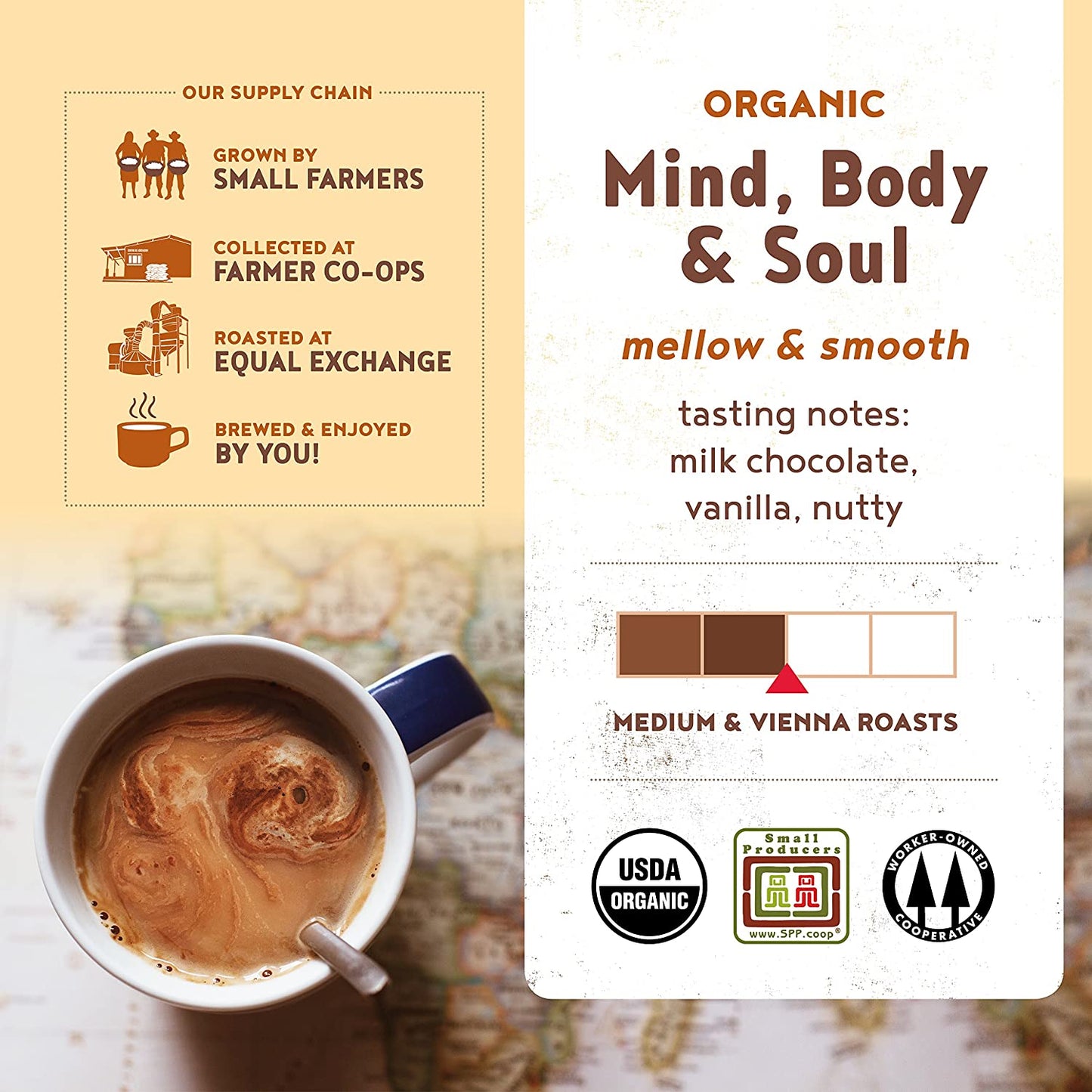 Equal Exchange Organic Fair Trade Coffee, Mind Body & Soul, Ground - Case of 6