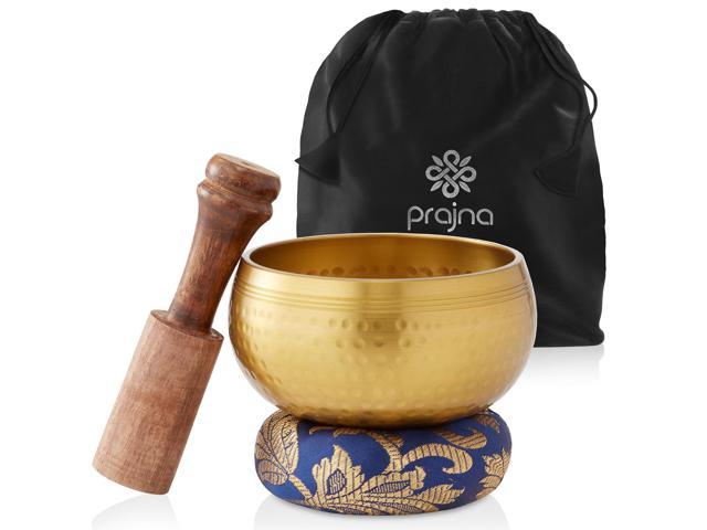 Prajna Tibetan Singing Bowl Set - Handcrafted Meditation Sound Bowl - Blue Gold