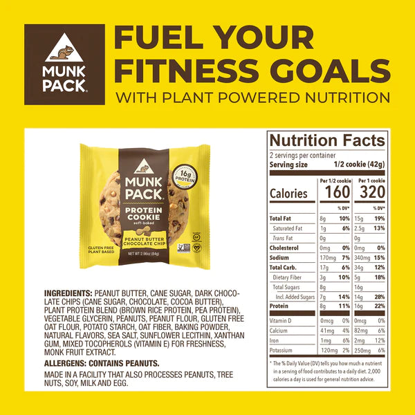Munk Pack Protein Cookie - Peanut Butter Chocolate Chip - Case of 6