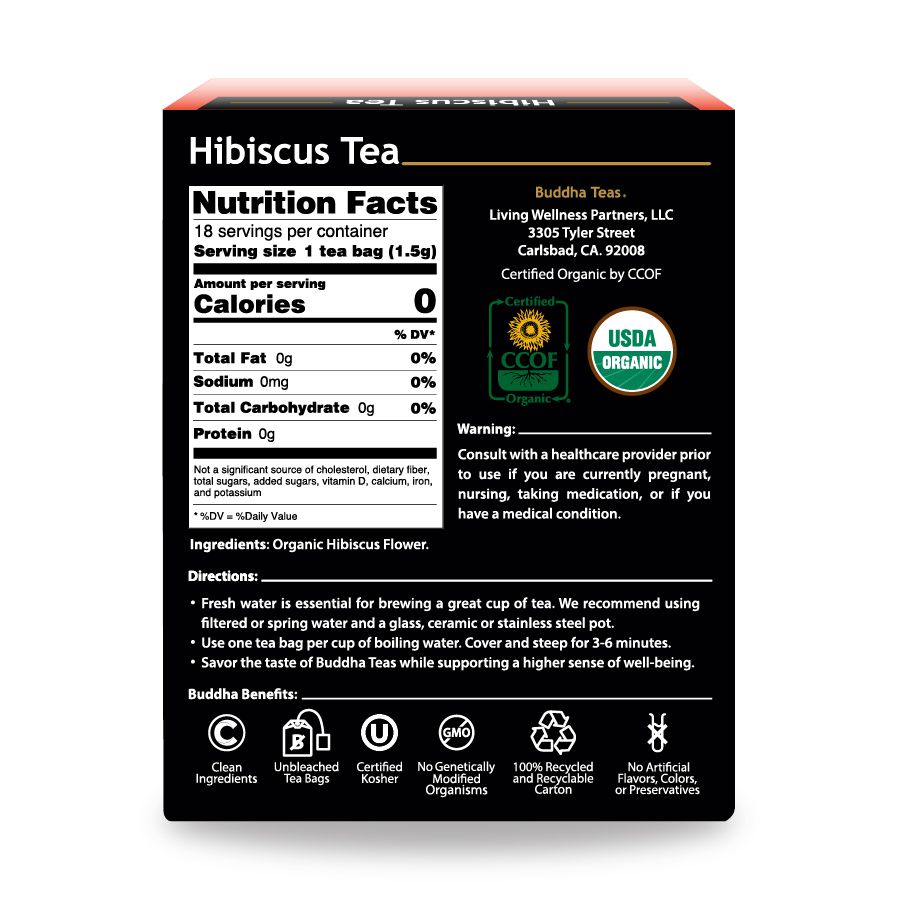 Buddha Teas - Organic Hibiscus - Case Of 6 - 18 Count