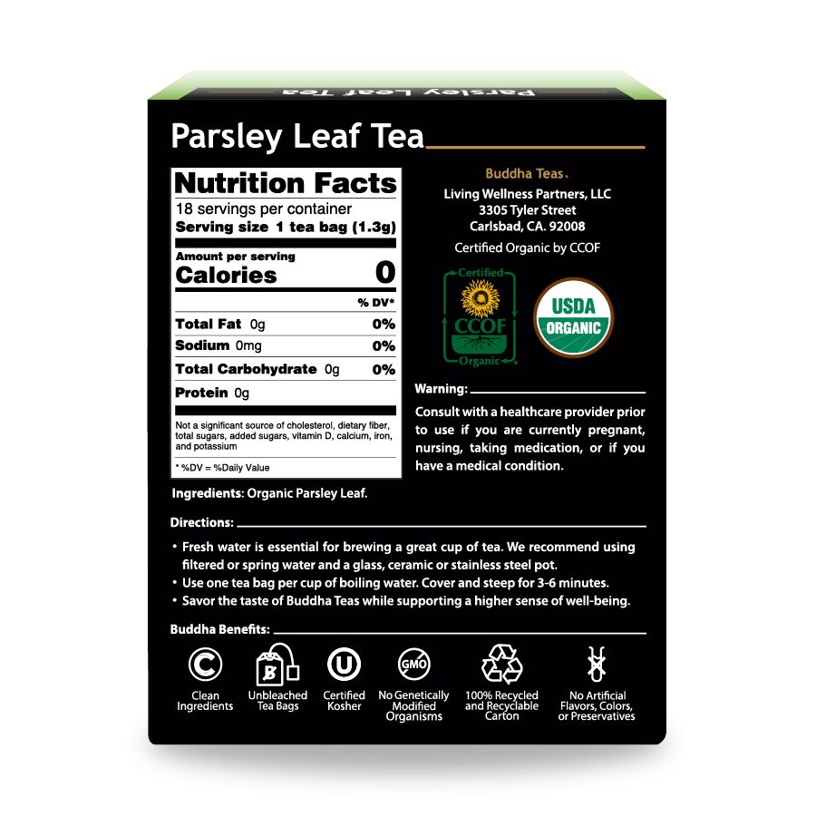 Buddha Teas - Organic Parsley Leaf - Case of 6 - 18 Count